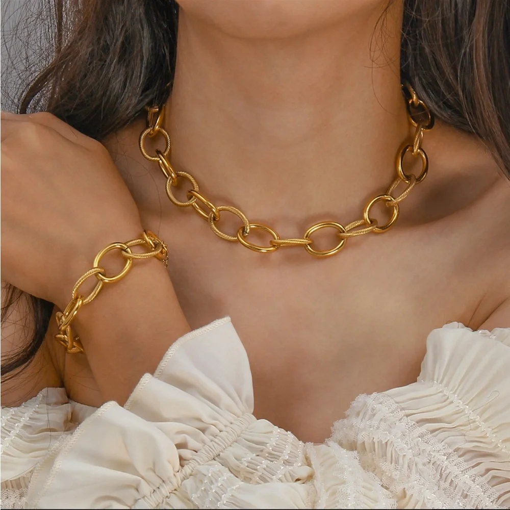 18K Gold Plated Necklace, Vintage Style Necklace, Bohemian Necklace - Picture 5 of 6